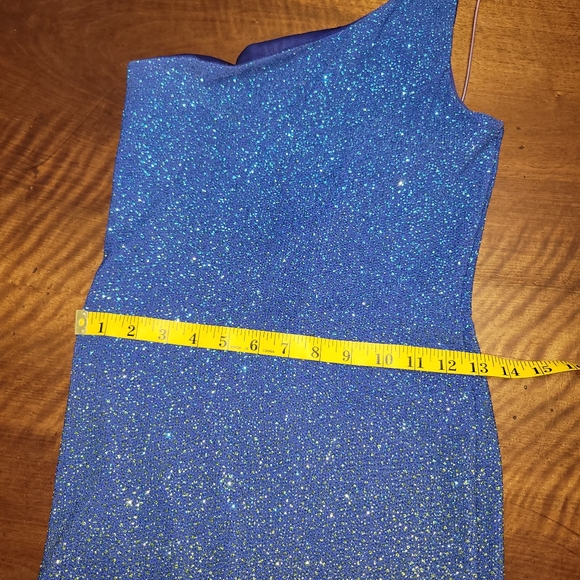 1980s Be Smart Glitter Ombre Bodycon Dress 7/8 Blue Glitter Made in USA - Picture 7 of 15